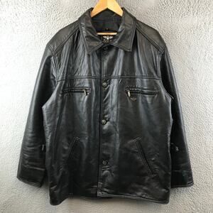 Vintage reportage RGA Italy men soft coat jacket faux leather black‎ M